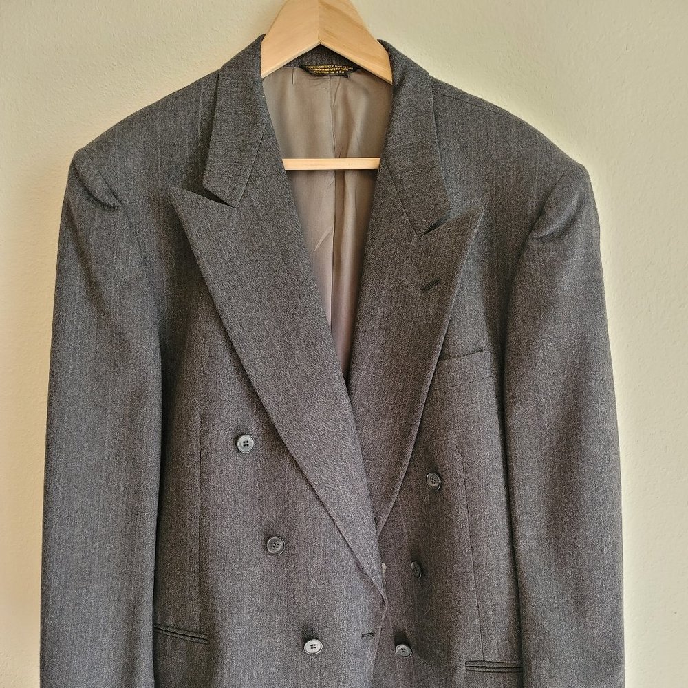 Classic Gray Double-Breasted Blazer